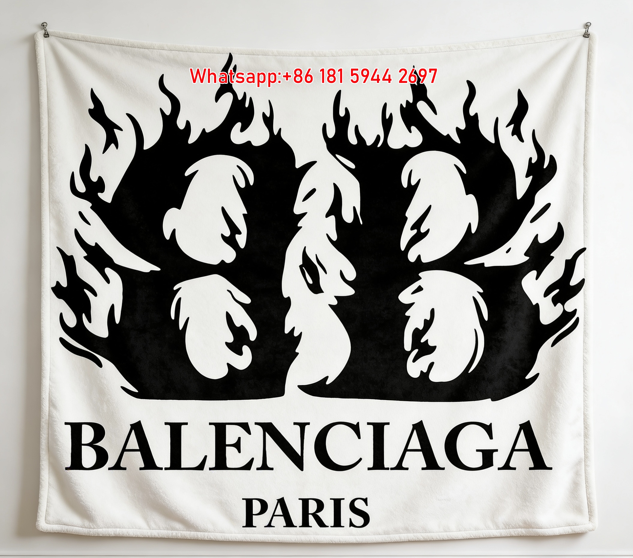 Balenciaga Flame BB Flannel Throw Blanket for Sofa Couch Wall Decor BA101